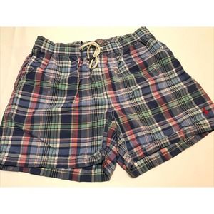 Polo Ralph Lauren Pastel Plaid Swim Shorts Trunks Men Sz L Lined Blue Green Pink